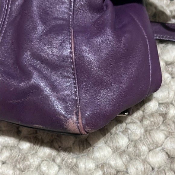 Coach Purple Leather Satchel with Silver Accents - Picture 12 of 16